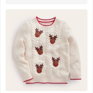 NWT Mini Boden Reindeer Christmas sweater size 5-6